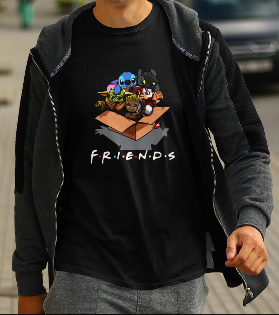 Baby Groot Stitch Toothless Yoda Gizmo Friends Box T-Shirt