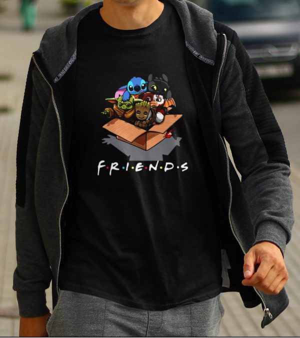 Baby Groot Stitch Toothless Yoda Gizmo Friends Box T-Shirt