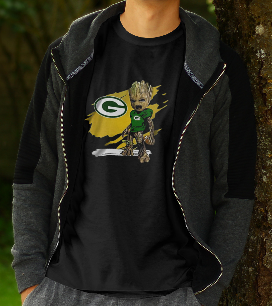Baby Groot Green Bay Packers Football Fan T-Shirt
