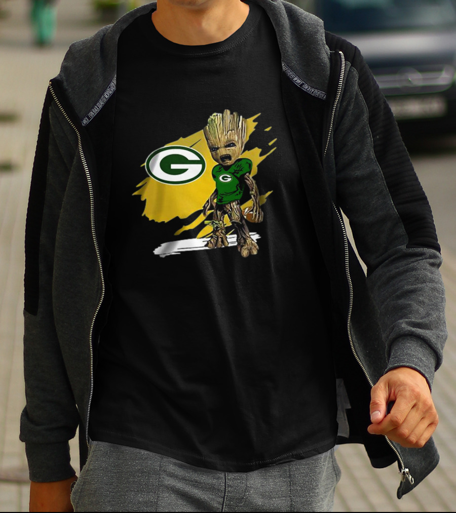 Baby Groot Green Bay Packers Football Fan T-Shirt