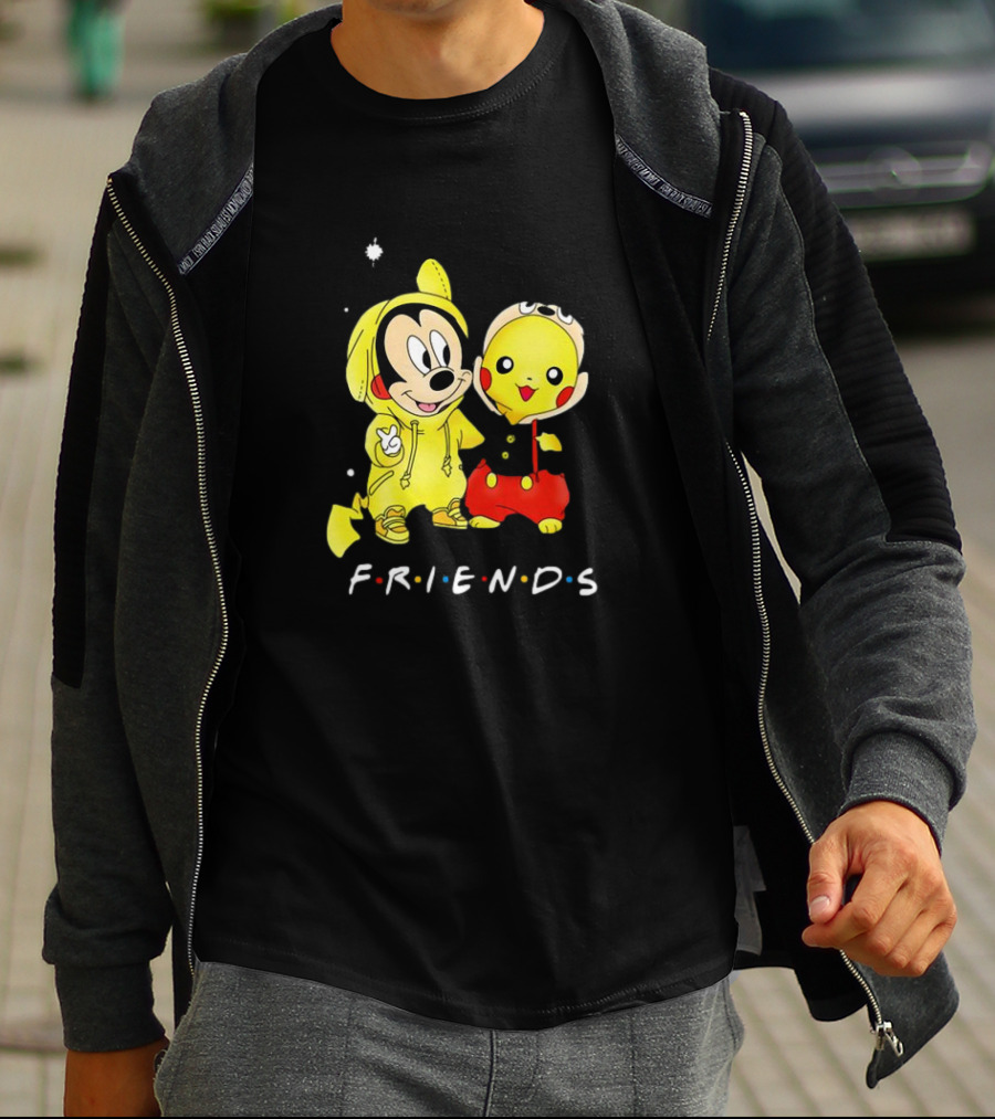 Baby Mickey Mouse And Pikachu Friends Christmas T-Shirt