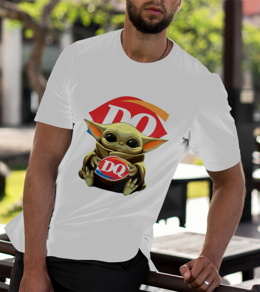 Baby Yoda With DQ Logo Hug T-Shirt
