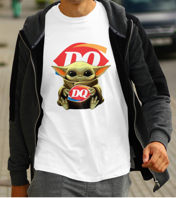 Baby Yoda With DQ Logo Hug T-Shirt