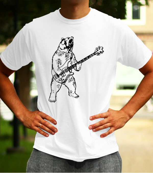 Bear Playing Bass Guitar Rocking Out T-Shirt