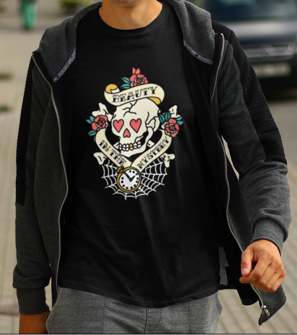 Beauty In The Mystery Skull Roses Clock Tattoo T-Shirt