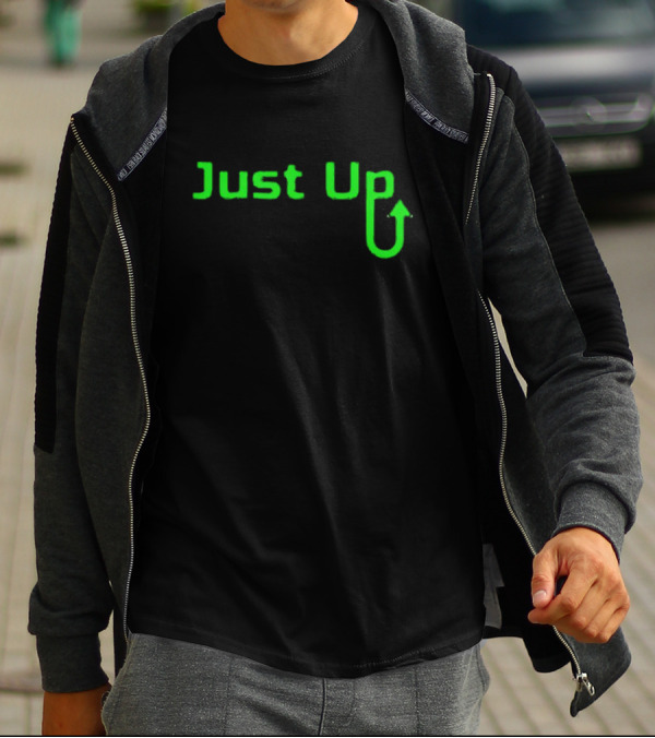 Aroflip Just Up Green Arrow Text T-Shirt