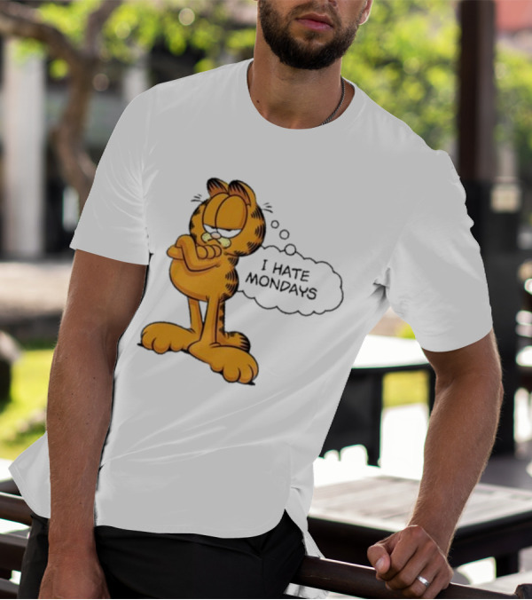 Garfield Comic Character Stating I Hate Mondays With Crossed Arms T-Shirt