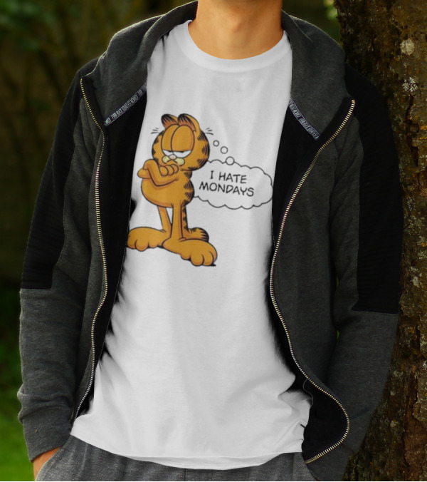 Garfield Comic Character Stating I Hate Mondays With Crossed Arms T-Shirt