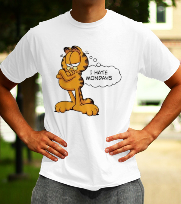 Garfield Comic Character Stating I Hate Mondays With Crossed Arms T-Shirt