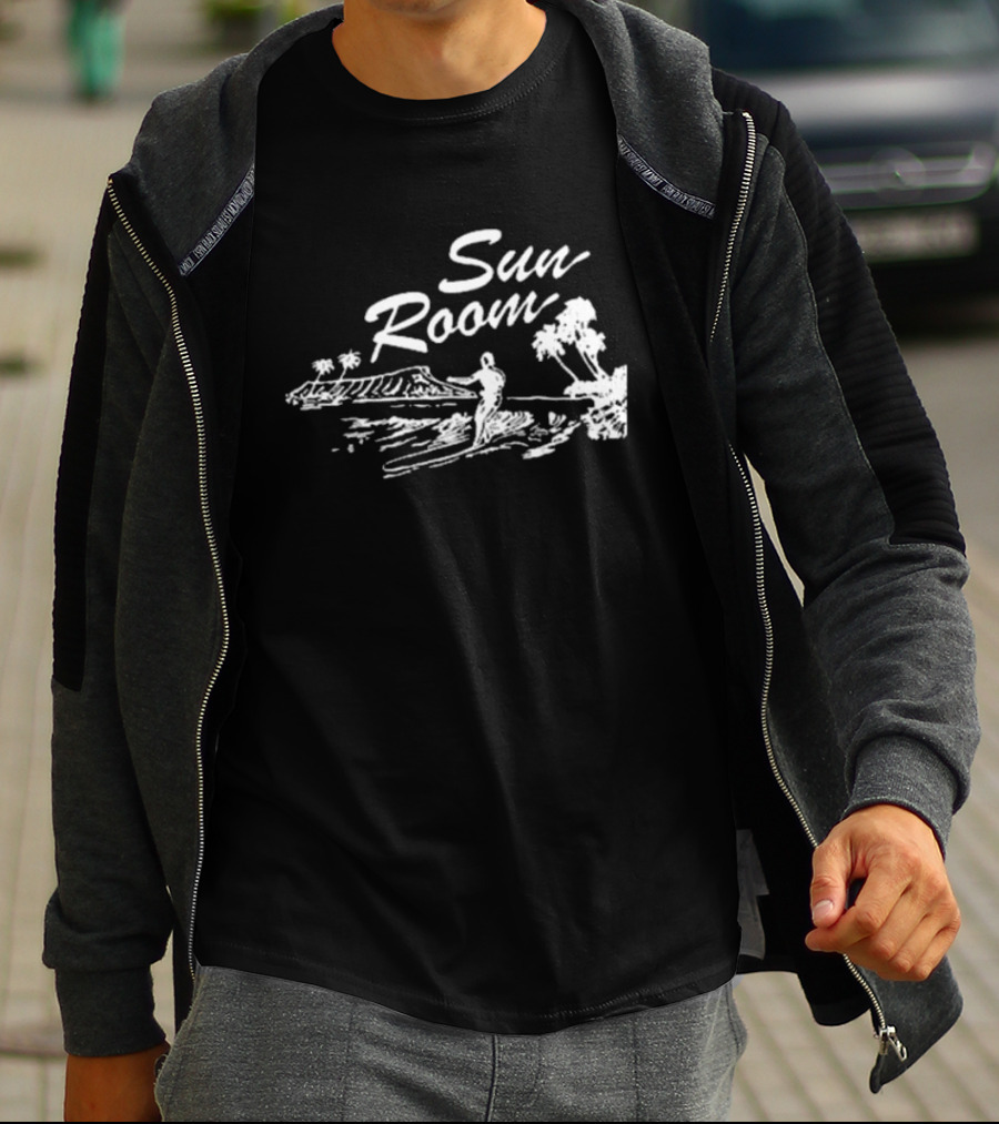 Sun Room Red Coastal Surfer Island Palms Scene T-Shirt
