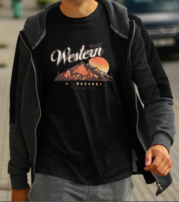 Western Tenacity Wilderness Camping Moonlit Mountains T-Shirt