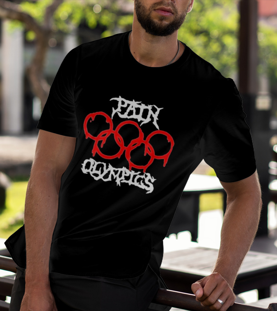 Pain Olympics Melted Rings Dripping Blood Effect T-Shirt