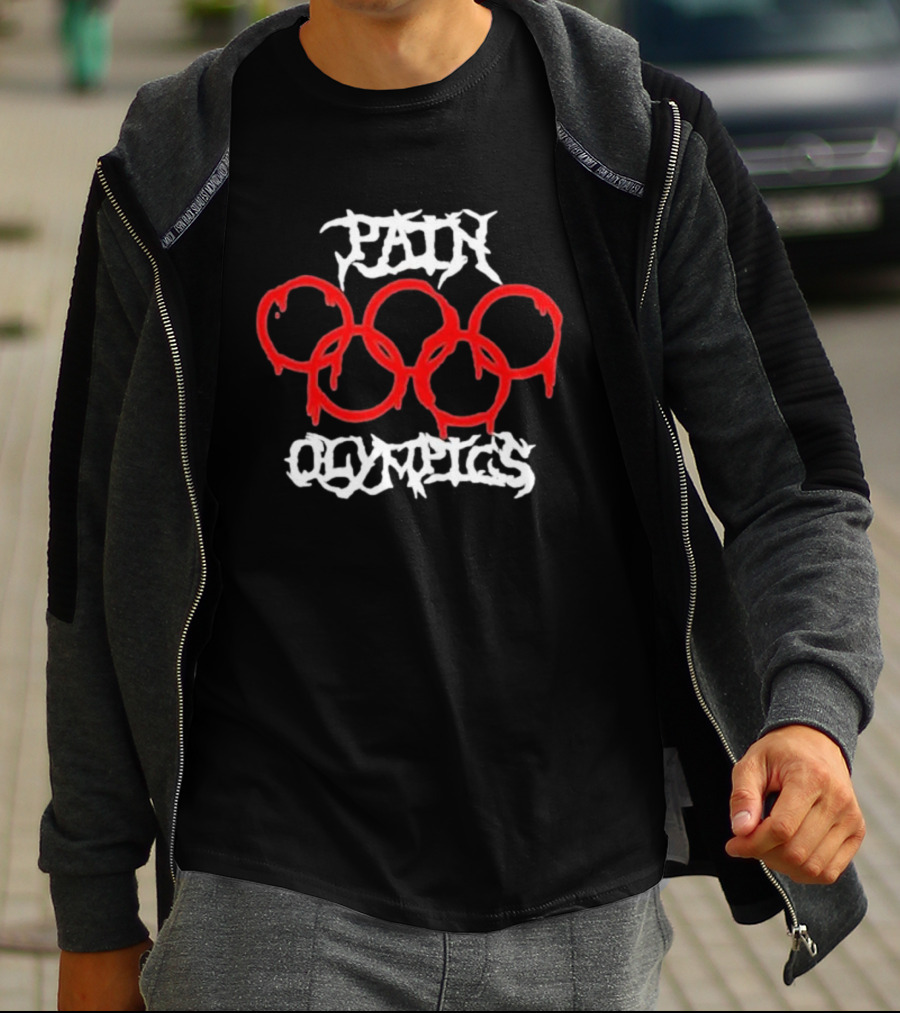 Pain Olympics Melted Rings Dripping Blood Effect T-Shirt