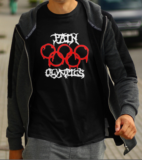 Pain Olympics Melted Rings Dripping Blood Effect T-Shirt