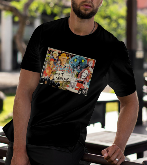 Pet Sematary Sometimes Dead Is Better Horror Characters Collage With Cat And Truck T-Shirt