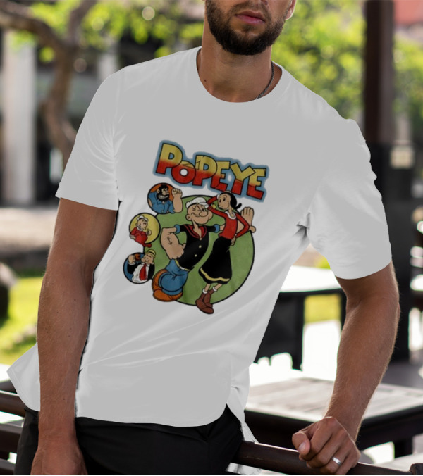 Popeye Olive Oyl Bluto Wimpy Cartoon Classic Characters T-Shirt