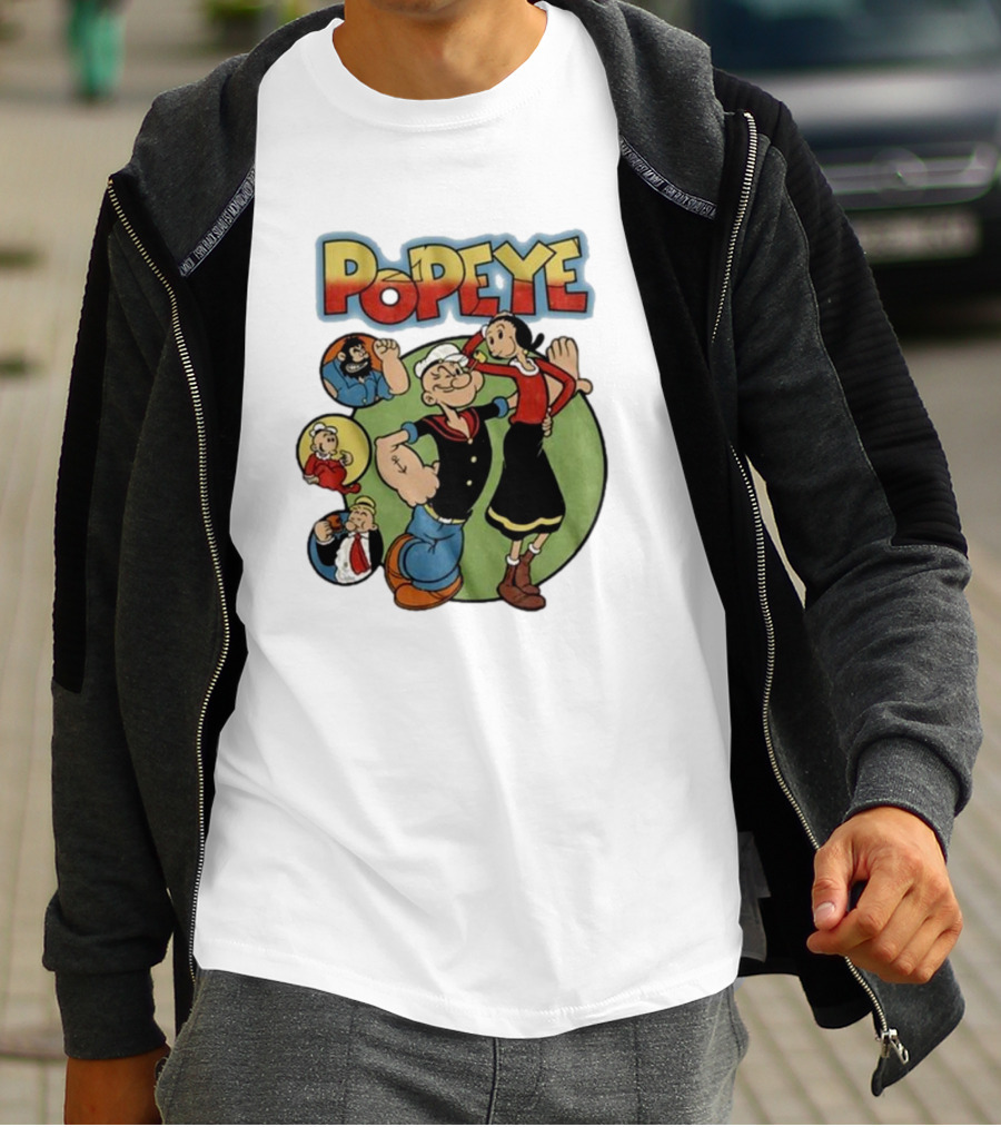 Popeye Olive Oyl Bluto Wimpy Cartoon Classic Characters T-Shirt