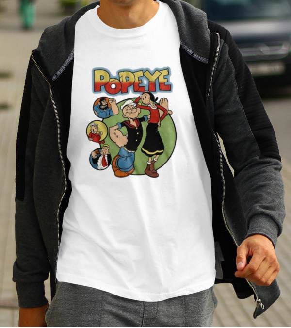 Popeye Olive Oyl Bluto Wimpy Cartoon Classic Characters T-Shirt