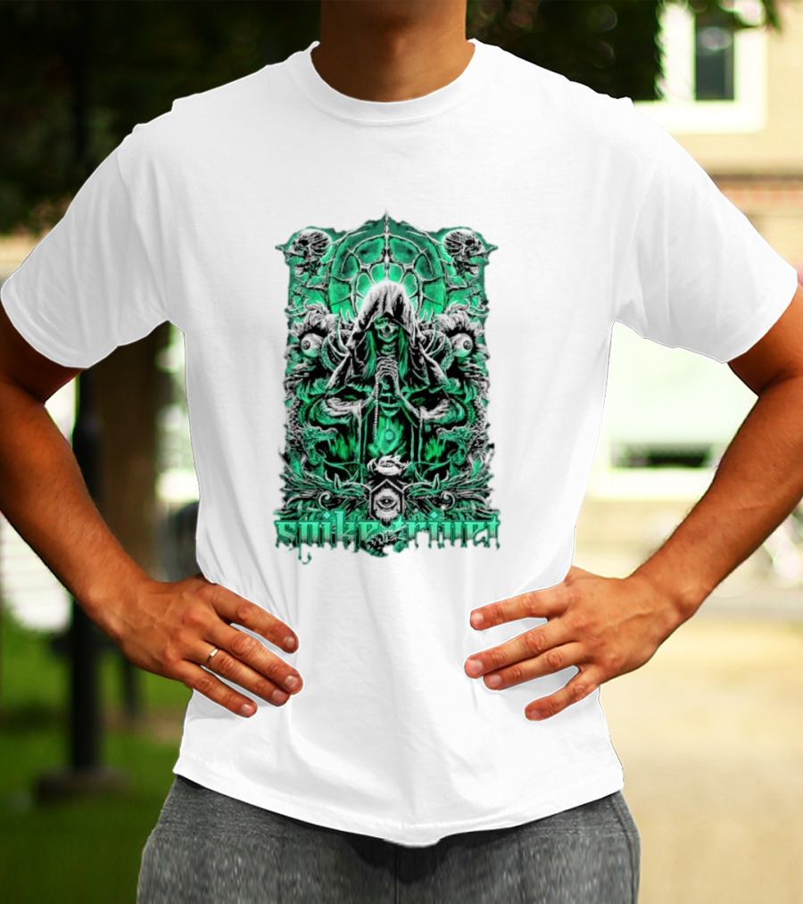 Soul Taker Spike Trivet Green Hooded Figure With Ornate Gothic T-Shirt