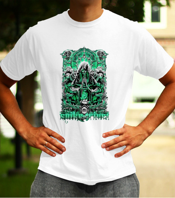 Soul Taker Spike Trivet Green Hooded Figure With Ornate Gothic T-Shirt