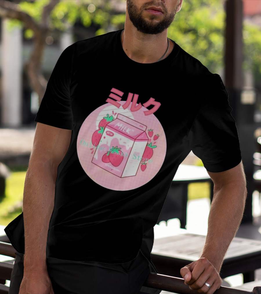 Strawberry Pink Milk Carton 90s ミルク Online Store T-Shirt
