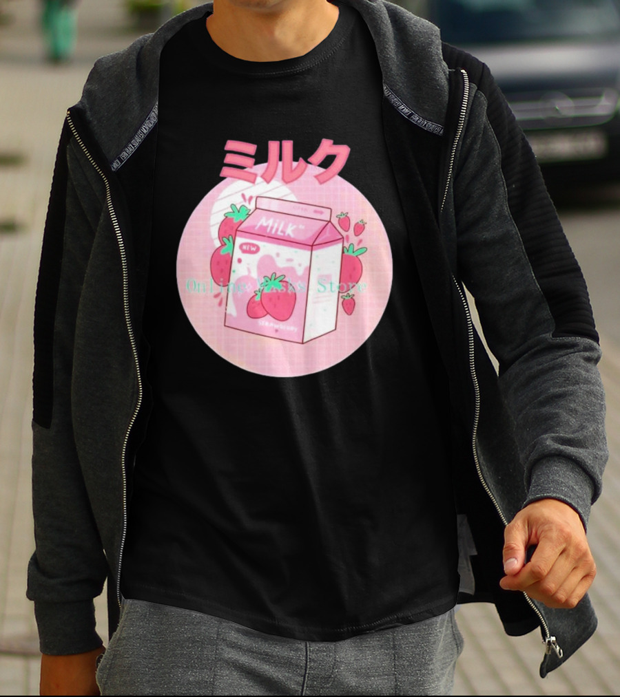 Strawberry Pink Milk Carton 90s ミルク Online Store T-Shirt