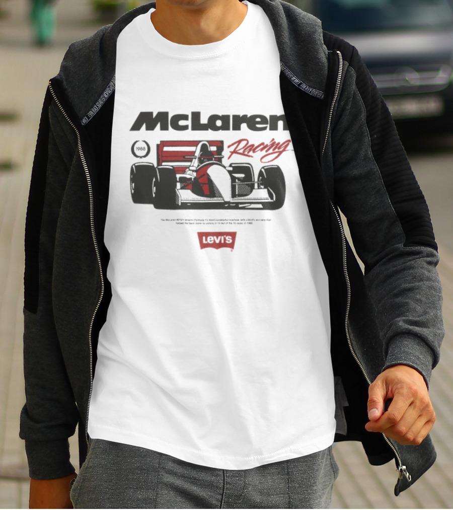 Mclaren Racing Levi's 1988 The Mclaren Mp4 4 Formula 1's Most Successful Machine T-Shirt