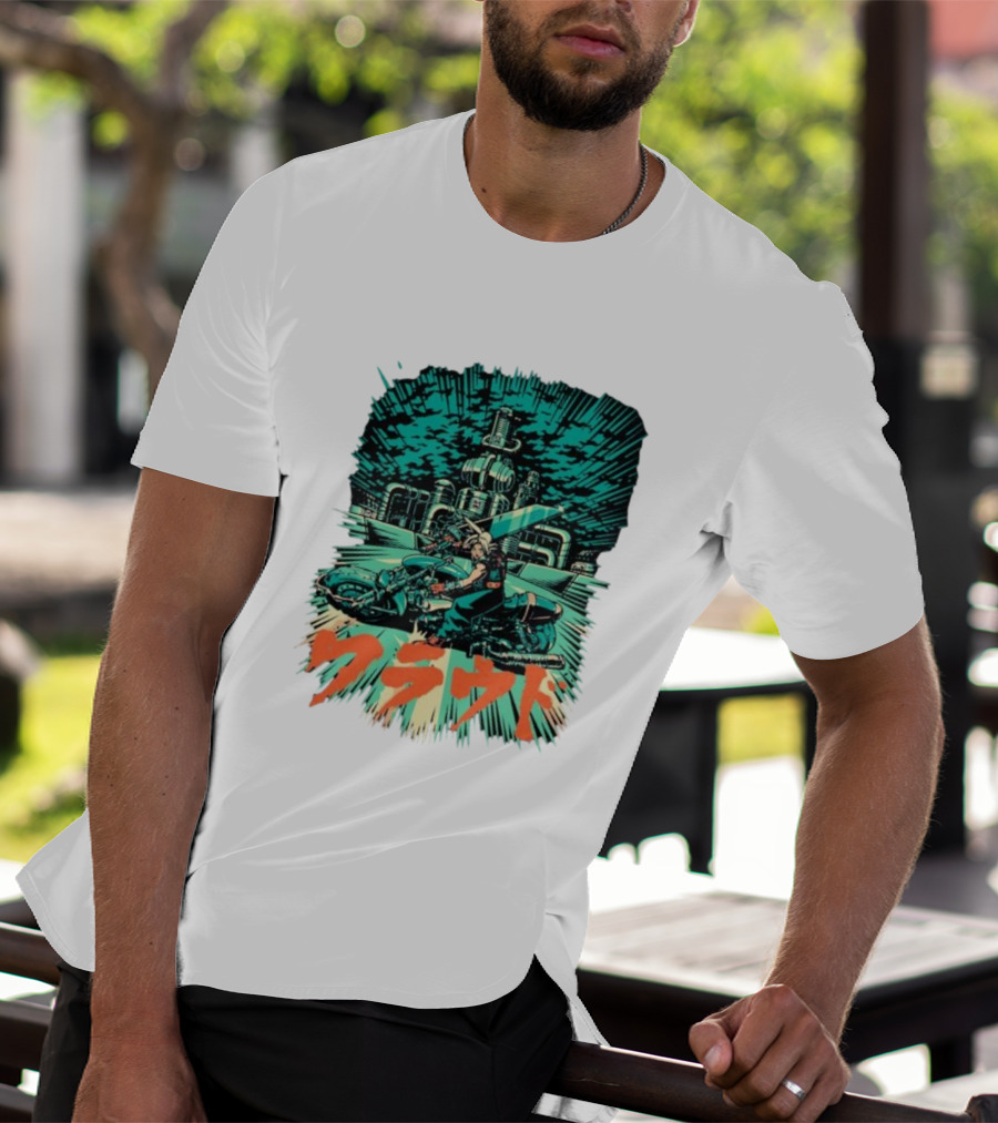 Cloud Motorcycle Slide PixelEyeBat Midgar Scene T-Shirt