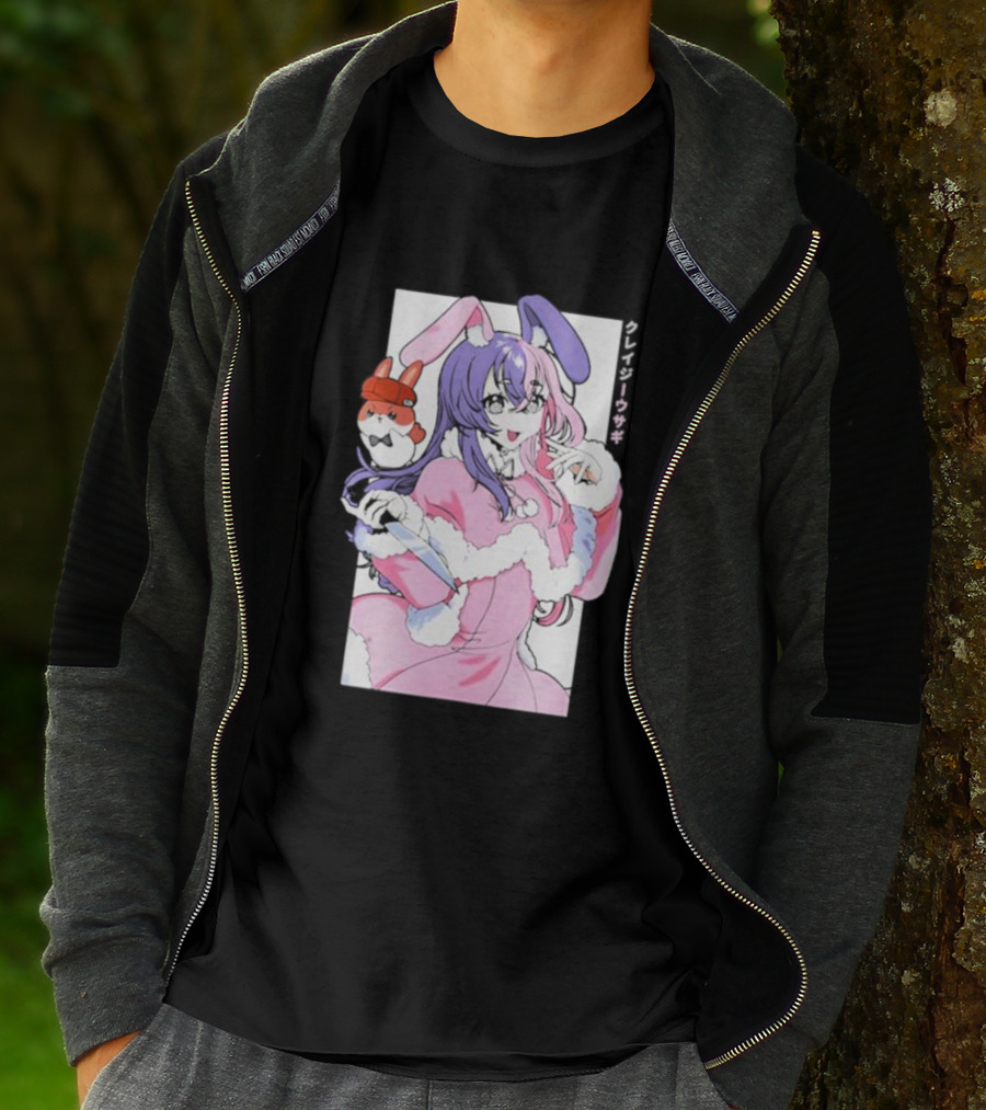 Punkalopi Gamer Supps クレイジーウサギ Bunny Anime Character T-Shirt