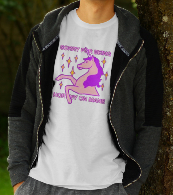 Sorry For Being Horny On Mane Unicorn With Stars T-Shirt