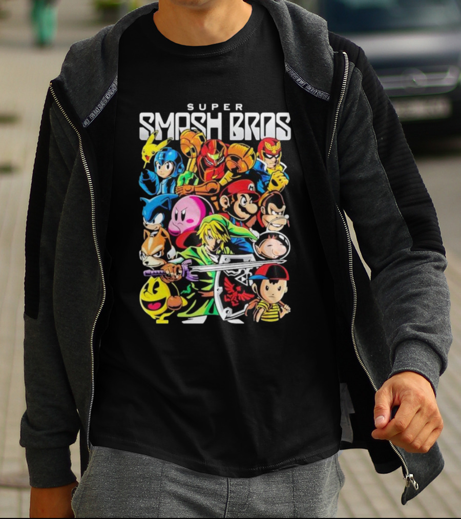 Super Smash Bros Iconic Video Game Characters Draculabyte Wario64 T-Shirt