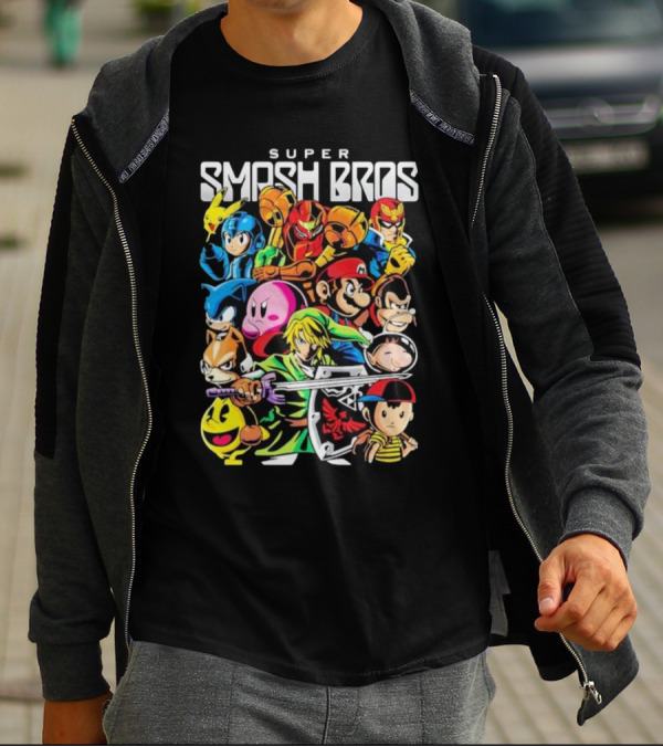 Super Smash Bros Iconic Video Game Characters Draculabyte Wario64 T-Shirt