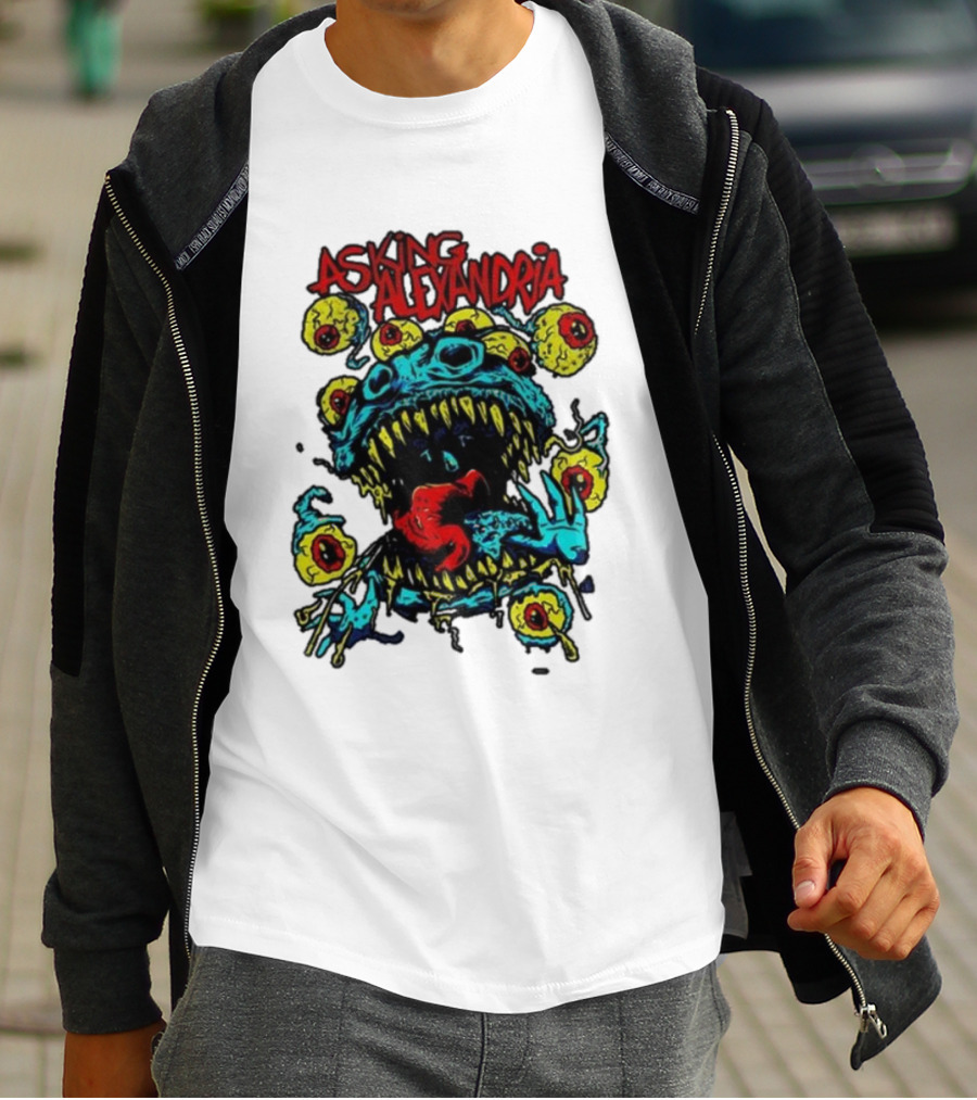 Asking Alexandria Eyeball Monster With Multiple Eyes And Fanged Mouth T-Shirt