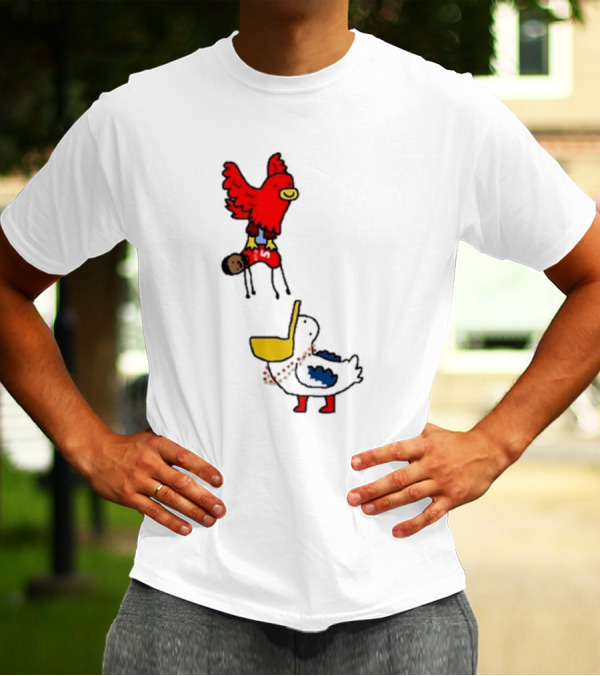 Atlanta Hawks Trade Dejounte Murray Featuring Cartoon Red Hawk Flying Over Pelican T-Shirt