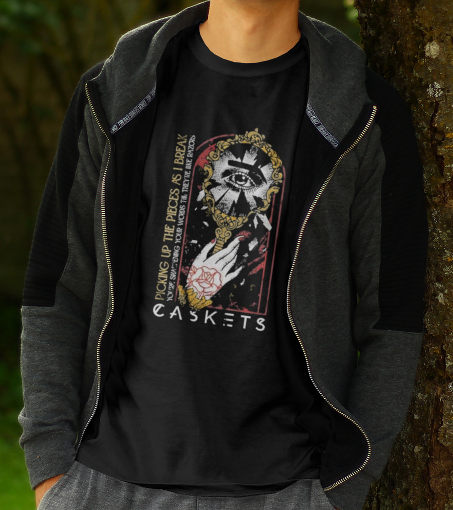 Caskets Band Picking Up The Pieces Broken Mirror Razor Words T-Shirt