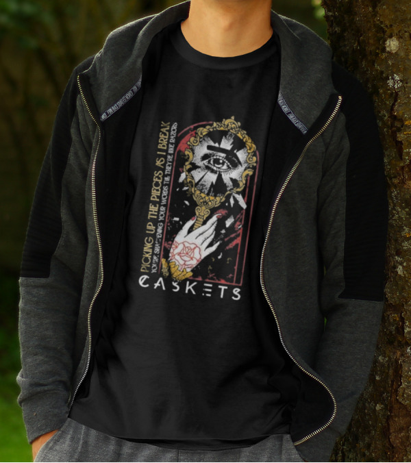 Caskets Band Picking Up The Pieces Broken Mirror Razor Words T-Shirt
