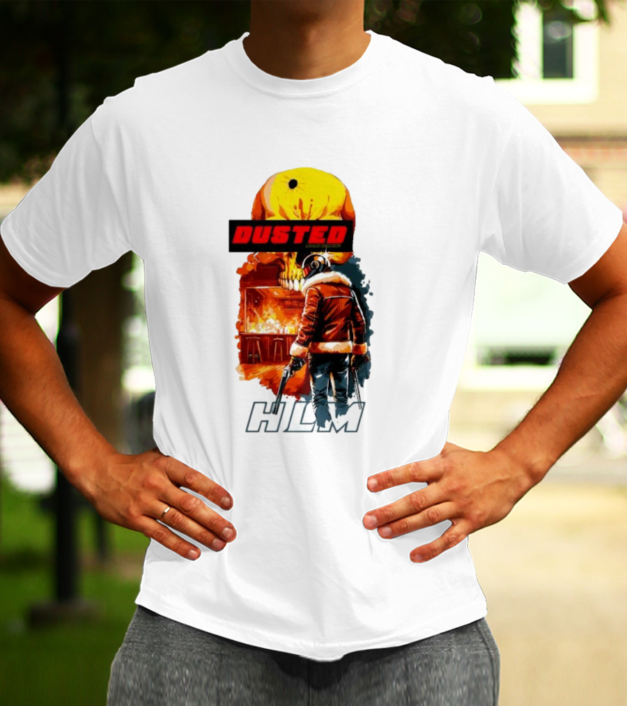 Dusted Miami Burnine Hlm Flame Skull Pilot Jacket Guns T-Shirt