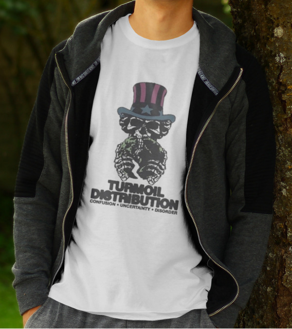 Turmoil Distribution Confusion Uncertainty Disorder Uncle Sam Skull T-Shirt
