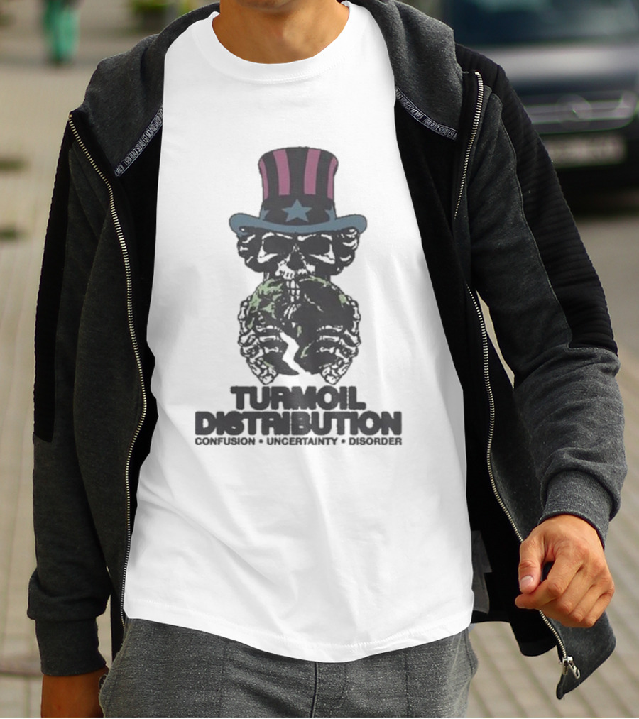 Turmoil Distribution Confusion Uncertainty Disorder Uncle Sam Skull T-Shirt