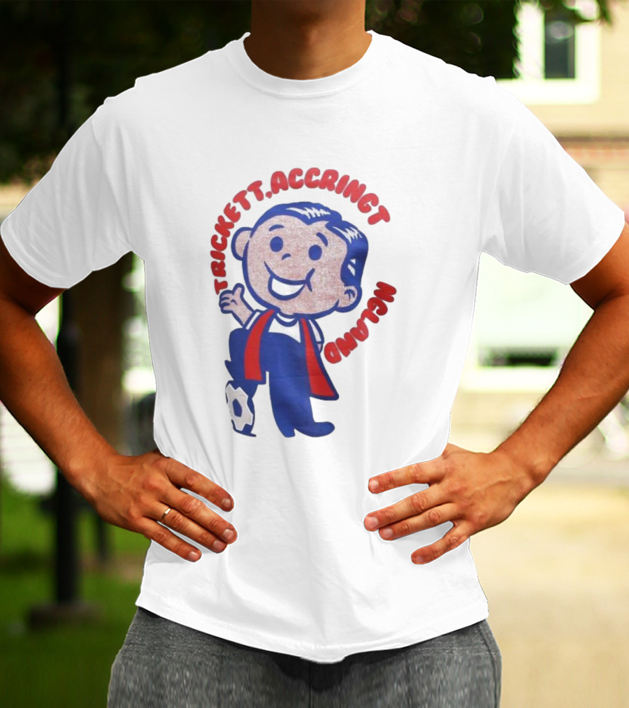 Trickett Accrington England Soccer Boy Cartoon Character T-Shirt
