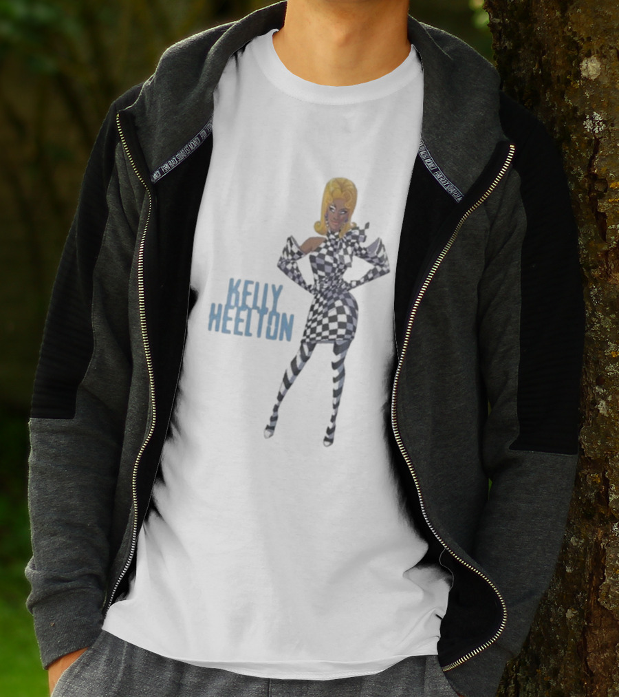 Kelly Heelton Cartoon Collection Checkered T-Shirt