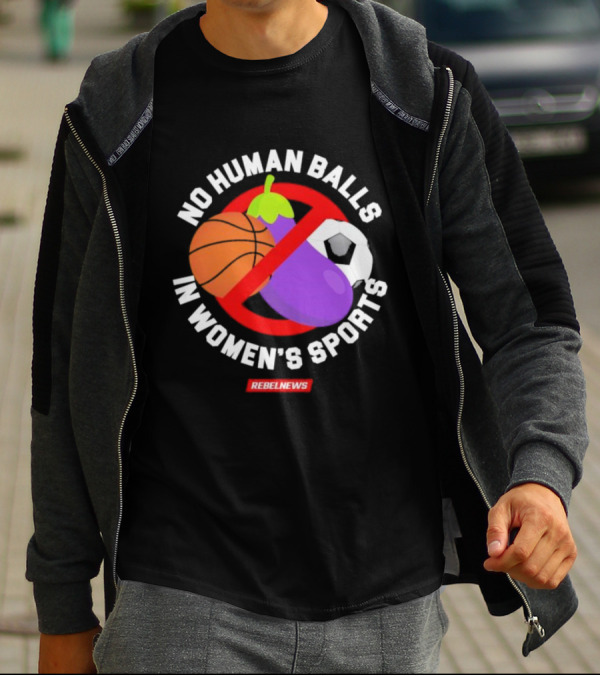 No Human Balls In Women's Sports Basketball Soccer Rebel News Eggplant T-Shirt