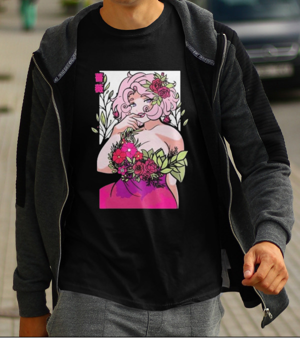 Ph1lza Game Supp Floral Anime Character T-Shirt