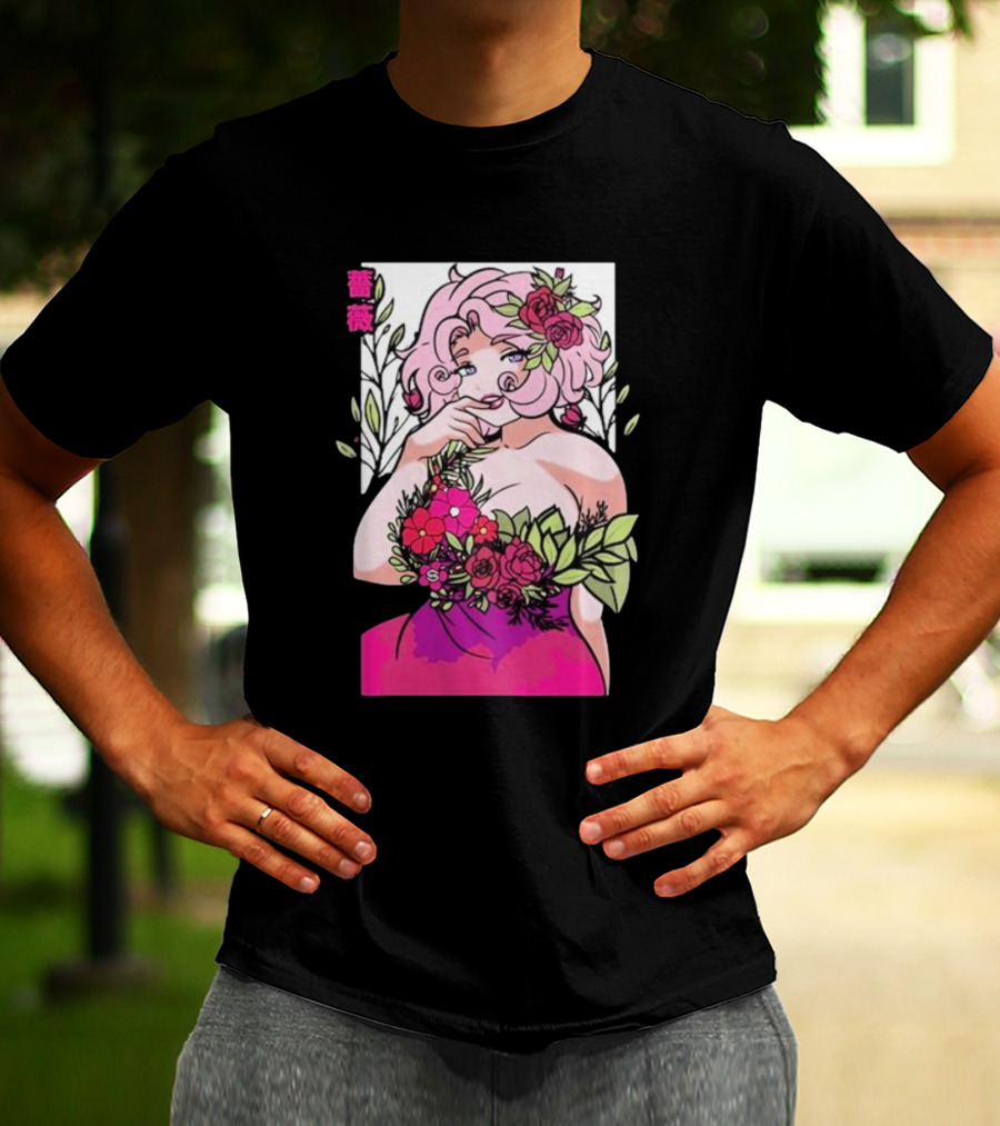 Ph1lza Game Supp Floral Anime Character T-Shirt