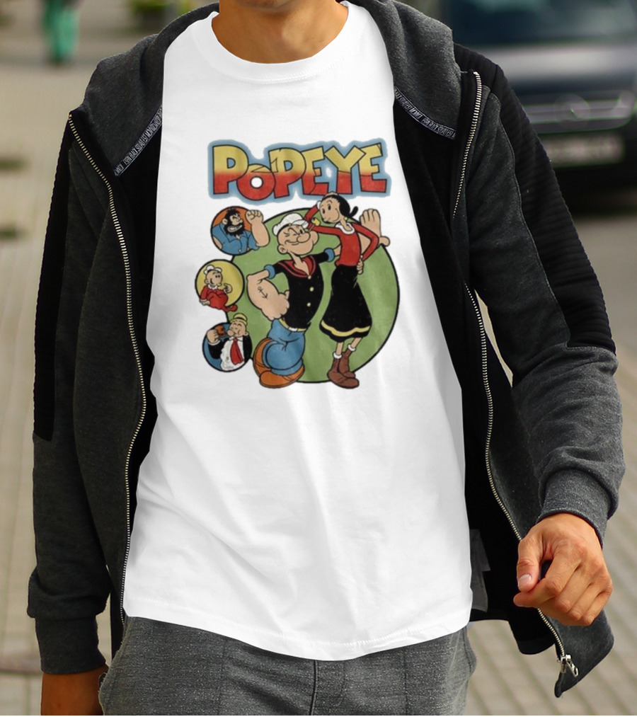 Popeye And Olive Oyl Cartoon Characters Sailor Spinach Classic Animation T-Shirt