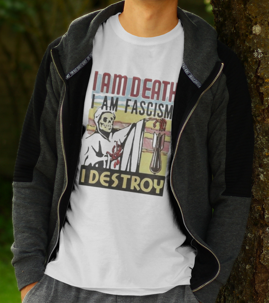 Propagandopolis I Am Death I Am Fascism I Destroy Skeleton Bomb T-Shirt