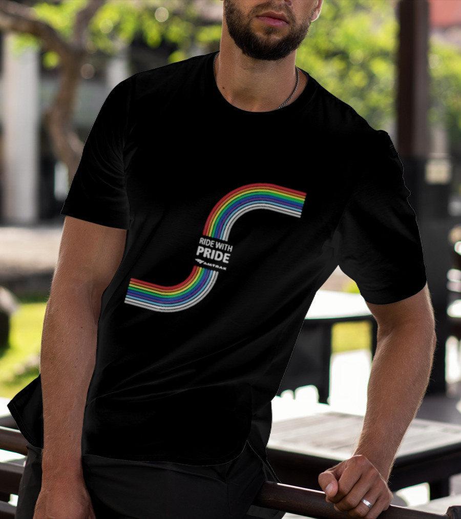 Ride With Pride Amtrak Rainbow Curve T-Shirt