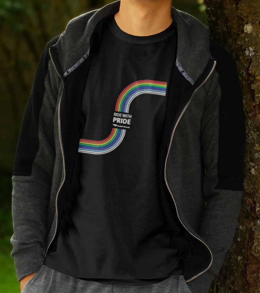 Ride With Pride Amtrak Rainbow Curve T-Shirt