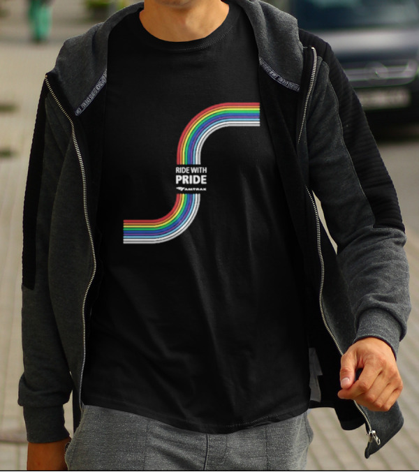 Ride With Pride Amtrak Rainbow Curve T-Shirt