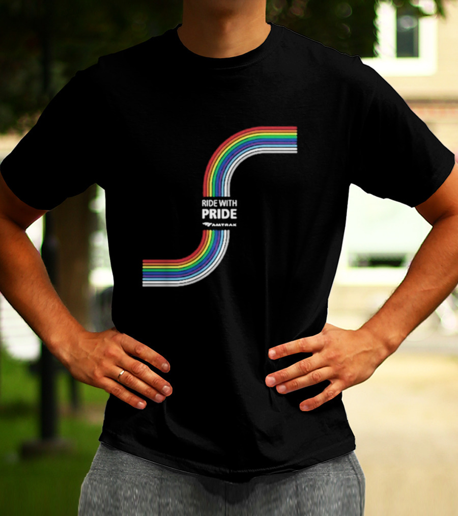 Ride With Pride Amtrak Rainbow Curve T-Shirt